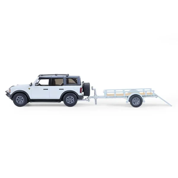 Manufacturer_Greenlight Collectibles Cars & Suvs<1/64 2021 Ford Bronco 4-Door Badlands, Cactus Grey with Utility Trailer & Motorcycle, Hitch & Tow Series 33