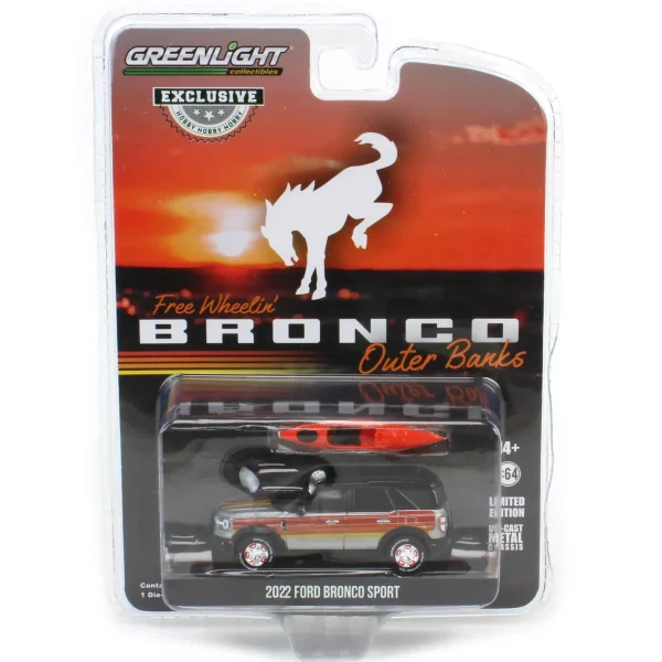 Manufacturer_Greenlight Collectibles Cars & Suvs<1/64 2022 Ford Bronco Sport Outer Banks with Rooftop Kayak, Free Wheelin', Hobby Exclusive