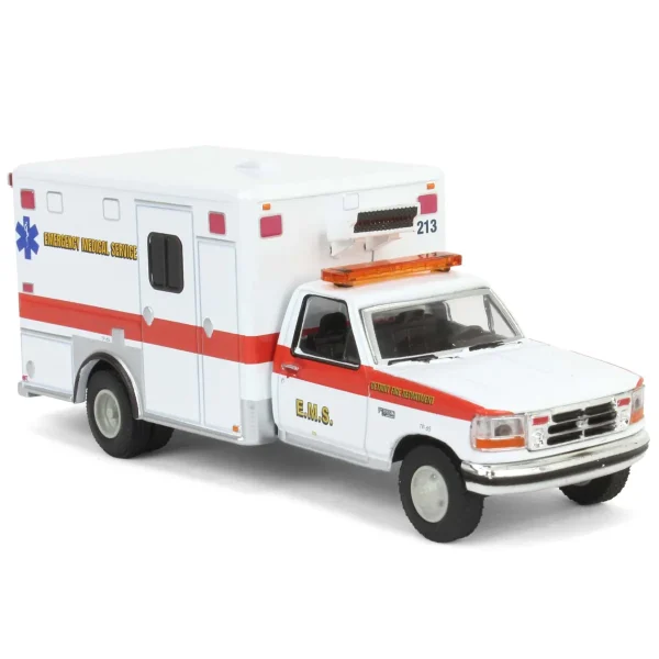 Manufacturer_Greenlight Collectibles Cars & Suvs | Emergency Vehicles<1/64 1995 Ford F-350 Ambulance, Detroit First Dept. EMS, First Responders, Hobby Exclusive