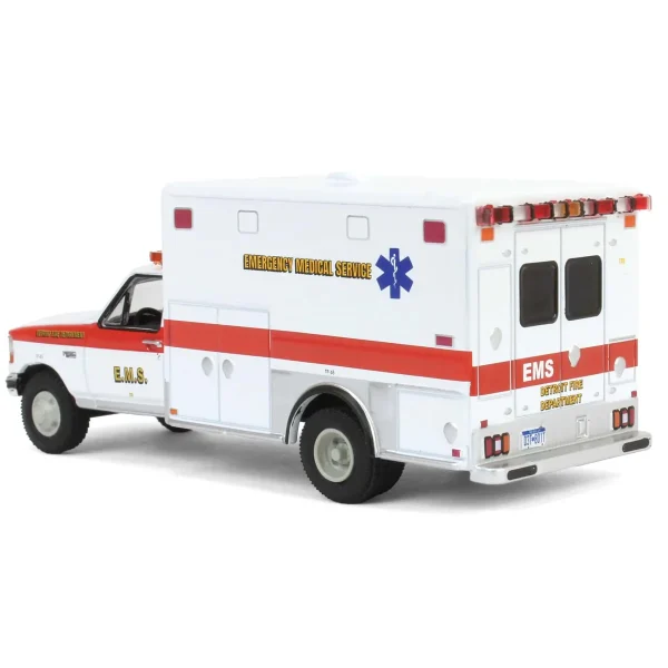 Manufacturer_Greenlight Collectibles Cars & Suvs | Emergency Vehicles<1/64 1995 Ford F-350 Ambulance, Detroit First Dept. EMS, First Responders, Hobby Exclusive