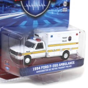 Manufacturer_Greenlight Collectibles Cars & Suvs | Emergency Vehicles<1/64 1994 Ford F-350 Ambulance, Washington DC Metro Transit Police, First Responders, Hobby Exclusive
