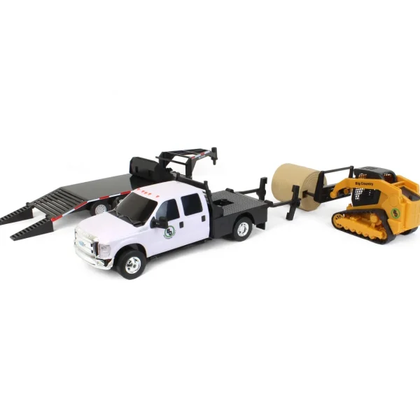 Manufacturer_Big Country Toys Loaders | Lowboys & Flatbeds<1/20 Ford F-350 Flatbed Dually Truck with Gooseneck Trailer and Skid Steer Loader