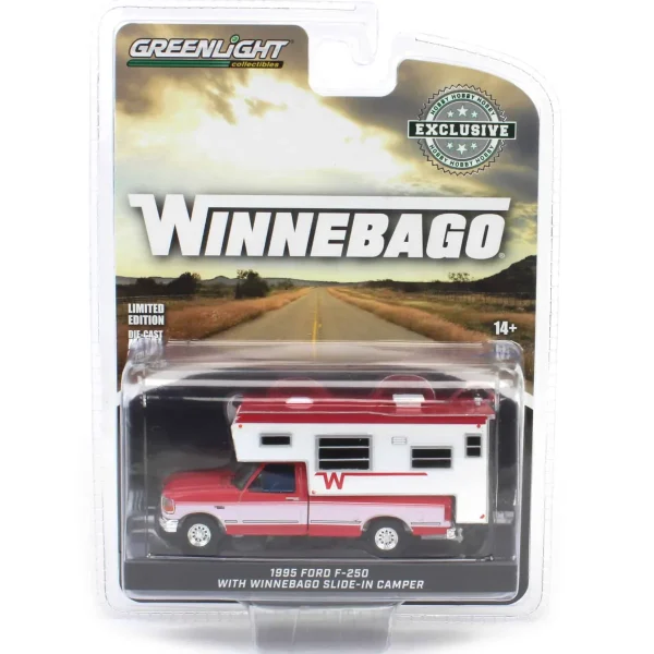 Manufacturer_Greenlight Collectibles Pickup Trucks<1/64 1995 Ford F-250 Long Bed with Winnebago Slide-In Camper, Hobby Exclusive