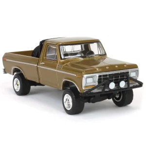 Manufacturer_Greenlight Collectibles Cars & Suvs | Pickup Trucks<1/64 1979 Ford F250 Ranger Lifted with Rollbar Mounted Spare Tire, Gold Metallic, All-Terrain Series 16