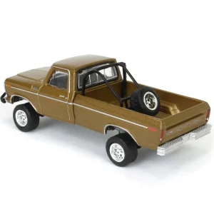 Manufacturer_Greenlight Collectibles Cars & Suvs | Pickup Trucks<1/64 1979 Ford F250 Ranger Lifted with Rollbar Mounted Spare Tire, Gold Metallic, All-Terrain Series 16