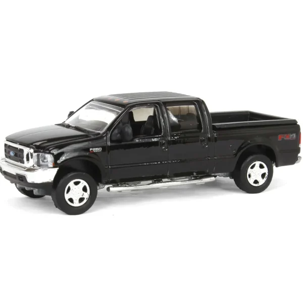 Manufacturer_Motormax Pickup Trucks<1/64 2004 Ford F-250 Super Duty Crew Cab Pickup Truck, Black, LP Diecast Garage Exclusive