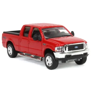 Manufacturer_Motormax Pickup Trucks<1/64 2004 Ford F-250 Super Duty Crew Cab Pickup Truck, Bright Red, LP Diecast Garage Exclusive