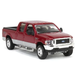 Manufacturer_Motormax Pickup Trucks<1/64 2004 Ford F-250 Super Duty Crew Cab Pickup Truck, Toreador Red & Silver Two-Tone, LP Diecast Garage Exclusive