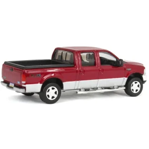 Manufacturer_Motormax Pickup Trucks<1/64 2004 Ford F-250 Super Duty Crew Cab Pickup Truck, Toreador Red & Silver Two-Tone, LP Diecast Garage Exclusive