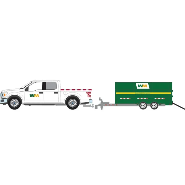 Manufacturer_Greenlight Collectibles Pickup Trucks<1/64 2018 Ford F-150 SuperCrew Waste Management with Double-Axle Dump Trailer, Hitch & Tow Series 29