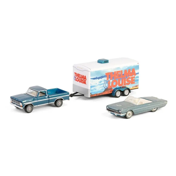 Manufacturer_Greenlight Collectibles Cars & Suvs | Pickup Trucks<1/64 1967 Ford F-250 with Enclosed Car Hauler & 1966 Ford Thunderbird, Thelma & Louise, Hollywood Hitch & Tow Series 13
