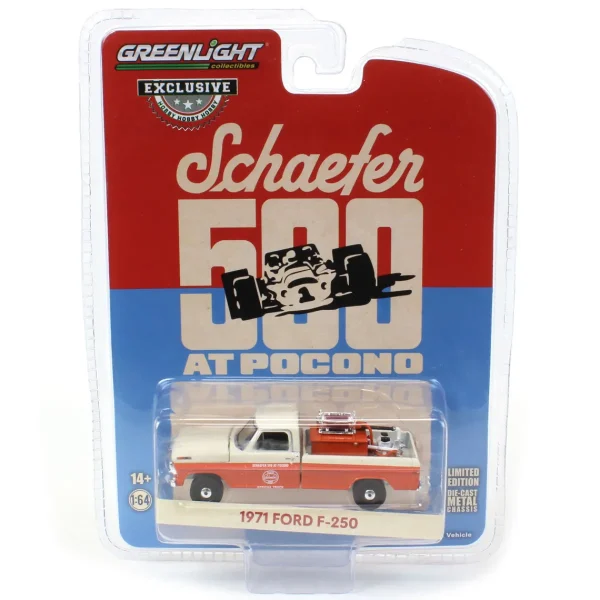 Manufacturer_Greenlight Collectibles Pickup Trucks<1/64 1971 Ford F-250 with Fire Equipment, 1971 Schaefer 500 Pocono Official Truck