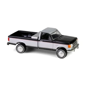 Manufacturer_Greenlight Collectibles Pickup Trucks<1/64 1990 Ford F-250 with Tool Box, Raven Black & Medium Silver Metallic Combination Two-Tone, Down on the Farm Series 10