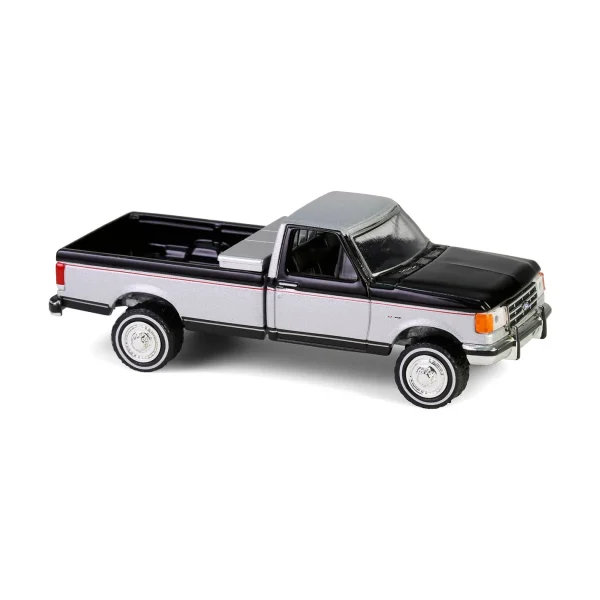 Manufacturer_Greenlight Collectibles Pickup Trucks<1/64 1990 Ford F-250 with Tool Box, Raven Black & Medium Silver Metallic Combination Two-Tone, Down on the Farm Series 10