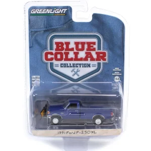Manufacturer_Greenlight Collectibles Pickup Trucks<1/64 1991 Ford F-250 XL 4x4 with Snow Plow, Blue Collar Series 13