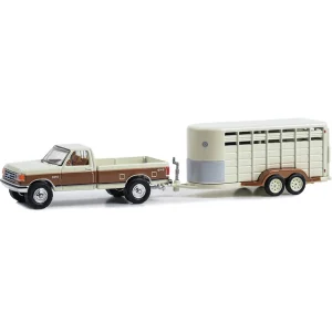 Manufacturer_Greenlight Collectibles Agricultural Trucks<1/64 1991 Ford F-250 XLT Lariat with Livestock Trailer, Hitch & Tow Series 30