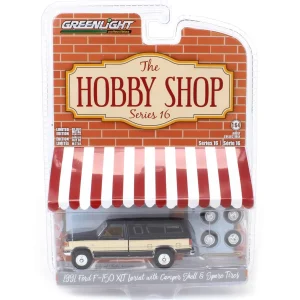 Manufacturer_Greenlight Collectibles Cars & Suvs | Pickup Trucks<1/64 1991 Ford F-150 XLT Lariat with Camper Shell & Spare Tires, Hobby Shop Series 16
