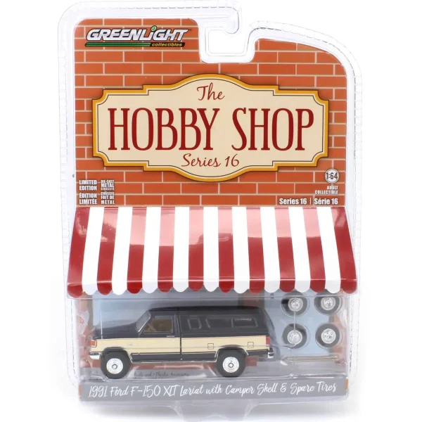 Manufacturer_Greenlight Collectibles Cars & Suvs | Pickup Trucks<1/64 1991 Ford F-150 XLT Lariat with Camper Shell & Spare Tires, Hobby Shop Series 16