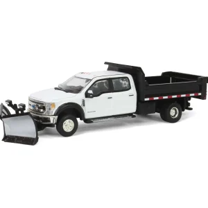 Manufacturer_Greenlight Collectibles Dump Trucks | Pickup Trucks<1/64 2020 Ford F-450 XLT Super Duty Dually with V-Plow & Dump Bed, Oxford White, Town & Country Exclusive