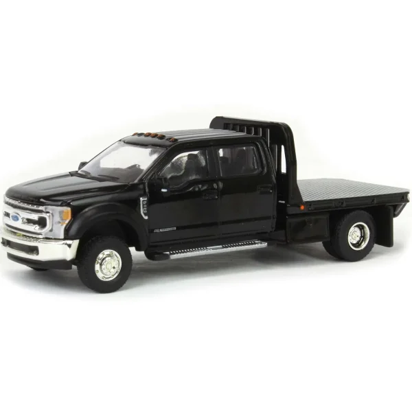 Manufacturer_Greenlight Collectibles Lowboys & Flatbeds | Pickup Trucks<1/64 2020 Ford F-450 XLT Super Duty Dually Flatbed, Agate Black, Town & Country Exclusive