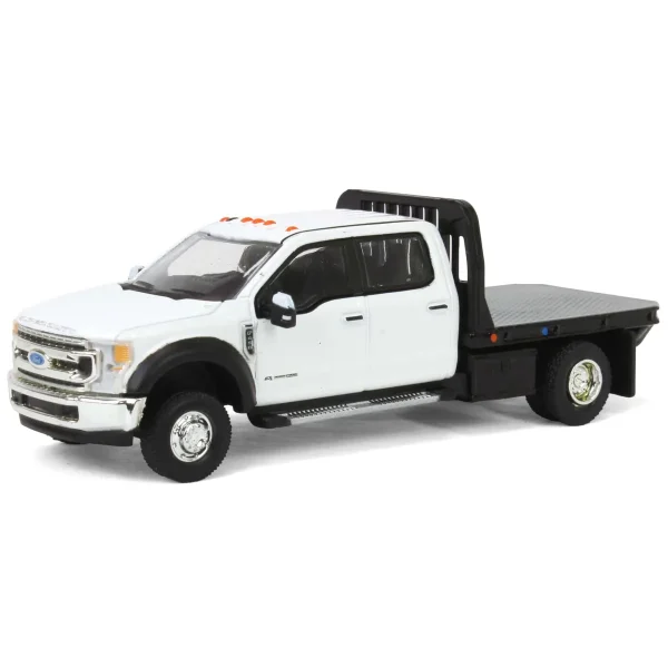 Manufacturer_Greenlight Collectibles Lowboys & Flatbeds | Pickup Trucks<1/64 2020 Ford F-450 XLT Super Duty Dually Flatbed, Oxford White, Town & Country Exclusive