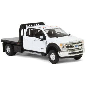 Manufacturer_Greenlight Collectibles Lowboys & Flatbeds | Pickup Trucks<1/64 2020 Ford F-450 XLT Super Duty Dually Flatbed, Oxford White, Town & Country Exclusive