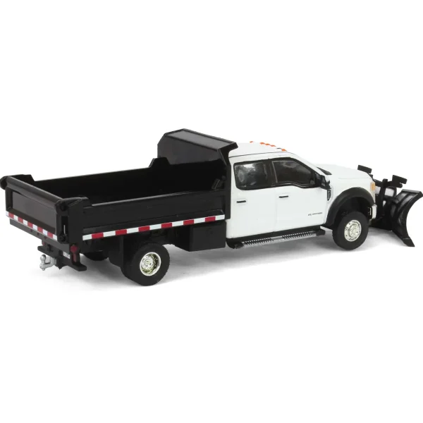 Manufacturer_Greenlight Collectibles Dump Trucks | Pickup Trucks<1/64 2020 Ford F-450 XLT Super Duty Dually with V-Plow & Dump Bed, Oxford White, Town & Country Exclusive