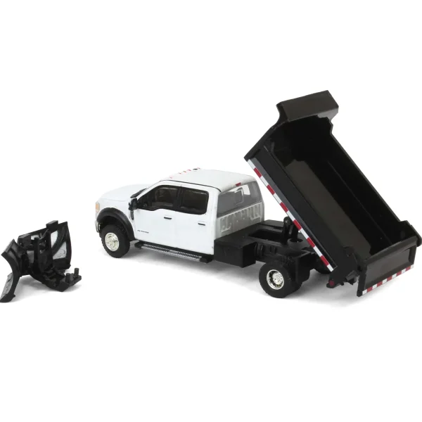 Manufacturer_Greenlight Collectibles Dump Trucks | Pickup Trucks<1/64 2020 Ford F-450 XLT Super Duty Dually with V-Plow & Dump Bed, Oxford White, Town & Country Exclusive