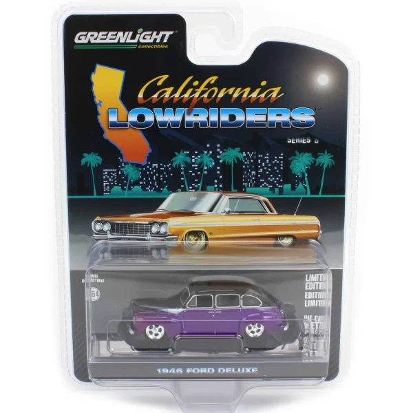 Manufacturer_Greenlight Collectibles Cars & Suvs<1/64 1946 Ford Fordor Super Deluxe, Dark Purple Metallic & Black Two-Tone, California Lowriders Series 6