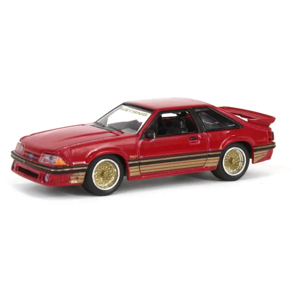 Manufacturer_Greenlight Collectibles Cars & Suvs<1/64 1988 Ford Mustang SLN with Gold Decals & Rims, Scarlet Red, LP Diecast Garage Exclusive