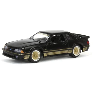 Manufacturer_Greenlight Collectibles Cars & Suvs<1/64 1988 Ford Mustang SLN with Gold Decals & Rims, Black, LP Diecast Garage Exclusive