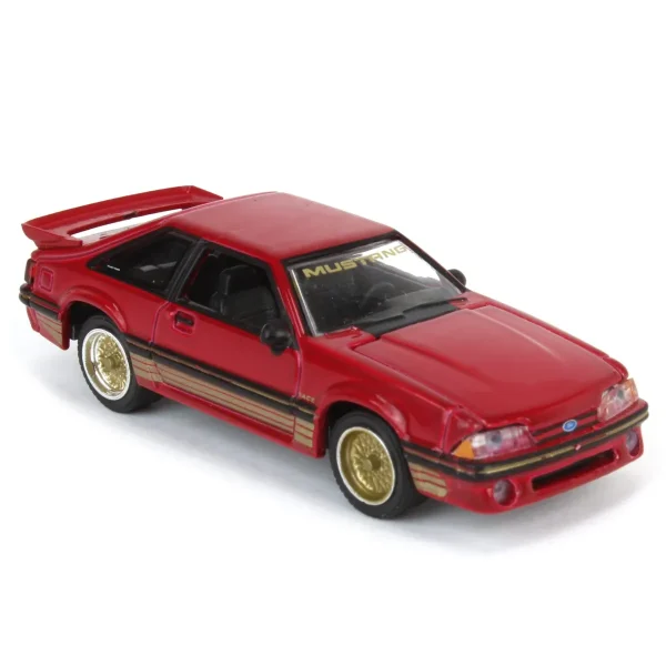 Manufacturer_Greenlight Collectibles Cars & Suvs<1/64 1988 Ford Mustang SLN with Gold Decals & Rims, Scarlet Red, LP Diecast Garage Exclusive