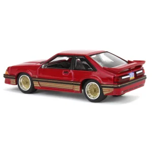 Manufacturer_Greenlight Collectibles Cars & Suvs<1/64 1988 Ford Mustang SLN with Gold Decals & Rims, Scarlet Red, LP Diecast Garage Exclusive
