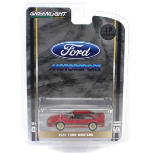 Manufacturer_Greenlight Collectibles Cars & Suvs<1/64 1988 Ford Mustang SLN with Gold Decals & Rims, Scarlet Red, LP Diecast Garage Exclusive