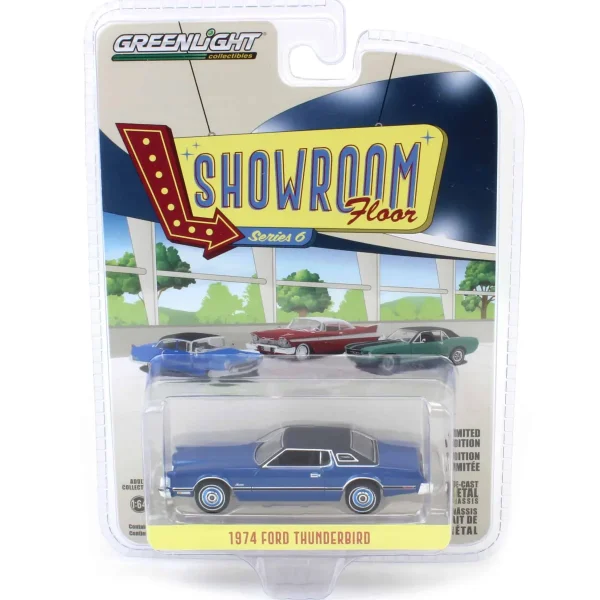 Manufacturer_Greenlight Collectibles Cars & Suvs<1/64 1974 Ford Thunderbird, Blue Starfire, Showroom Floor Series 6