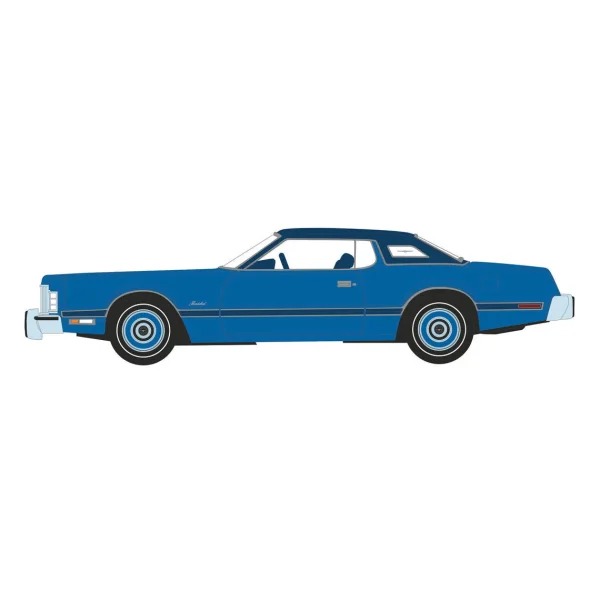 Manufacturer_Greenlight Collectibles Cars & Suvs<1/64 1974 Ford Thunderbird, Blue Starfire, Showroom Floor Series 6