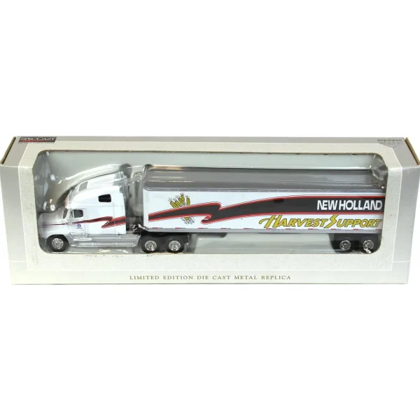 Manufacturer_SpecCast Box Trucks & Trailers<1/64 Freightliner C120 with New Holland Harvest Support Box Trailer