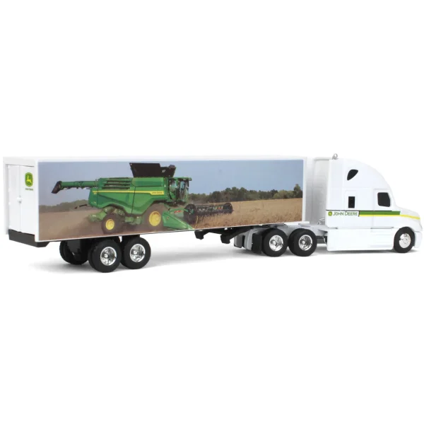 Manufacturer_ERTL Box Trucks & Trailers<1/64 Freightliner Semi w/ John Deere X9 Combine Graphics on Trailer