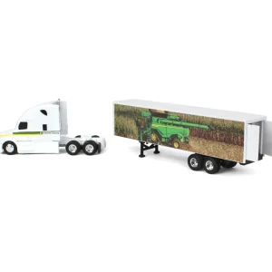 Manufacturer_ERTL Box Trucks & Trailers<1/64 Freightliner Semi w/ John Deere X9 Combine Graphics on Trailer