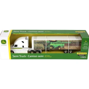 Manufacturer_ERTL Box Trucks & Trailers<1/64 Freightliner Semi w/ John Deere X9 Combine Graphics on Trailer