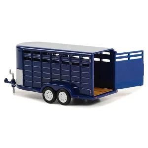 Manufacturer_Greenlight Collectibles Agricultural Trucks<1/64 14ft Bumper Hitch Livestock Trailer, Dark Blue, Hitch & Tow Trailers