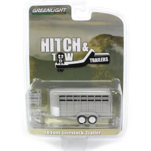 Manufacturer_Greenlight Collectibles Agricultural Trucks<1/64 14ft Bumper Hitch Livestock Trailer, Gray, Hitch & Tow Trailers