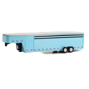 Manufacturer_Greenlight Collectibles Agricultural Trucks<1/64 26ft Continuous Gooseneck Trailer, Light Blue, Hitch & Tow Trailers