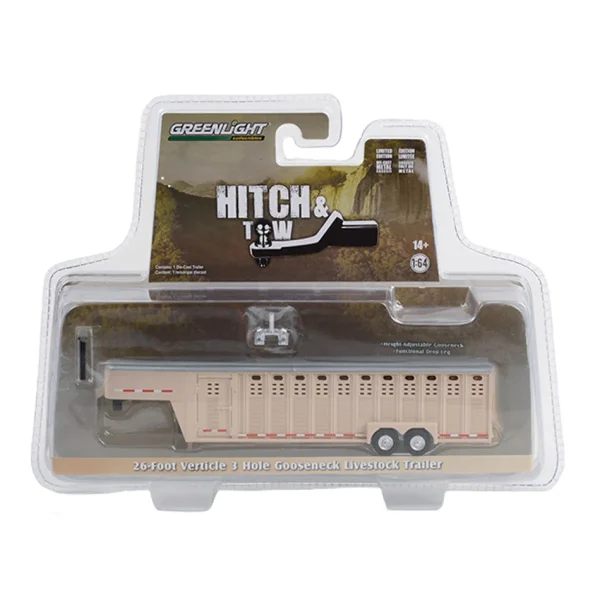 Manufacturer_Greenlight Collectibles Agricultural Trucks<1/64 26ft Vertical Three Hole Gooseneck Trailer, Beige, Hitch & Tow Trailers