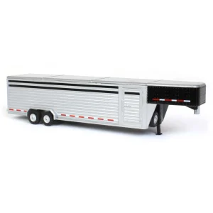 Manufacturer_Greenlight Collectibles Agricultural Trucks<1/64 Glossy Black Continuous Slat 30' Tandem Axle Gooseneck Trailer