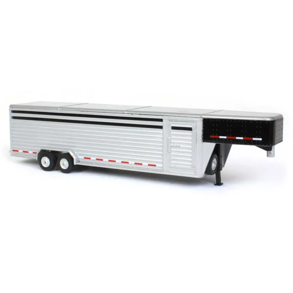 Manufacturer_Greenlight Collectibles Agricultural Trucks<1/64 Glossy Black Continuous Slat 30' Tandem Axle Gooseneck Trailer