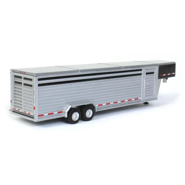 Manufacturer_Greenlight Collectibles Agricultural Trucks<1/64 Glossy Black Continuous Slat 30' Tandem Axle Gooseneck Trailer
