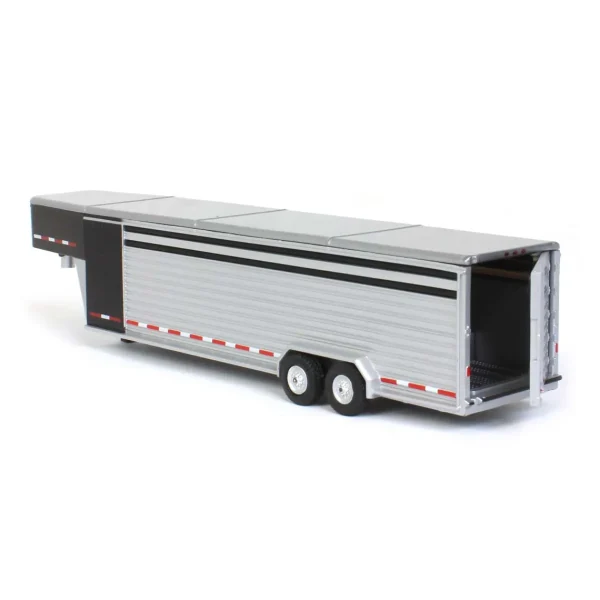 Manufacturer_Greenlight Collectibles Agricultural Trucks<1/64 Glossy Black Continuous Slat 30' Tandem Axle Gooseneck Trailer