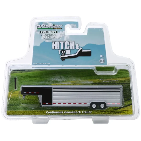 Manufacturer_Greenlight Collectibles Agricultural Trucks<1/64 Glossy Black Continuous Slat 30' Tandem Axle Gooseneck Trailer