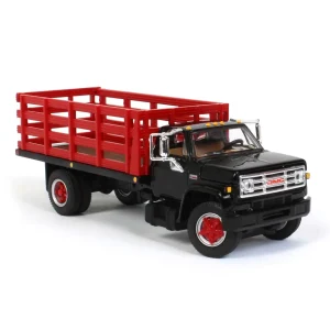 Manufacturer_First Gear, Inc. Tow & Straight Trucks<1/64 GMC 6500 Stake Bed, Black with Red Stakes, First Gear Exclusive